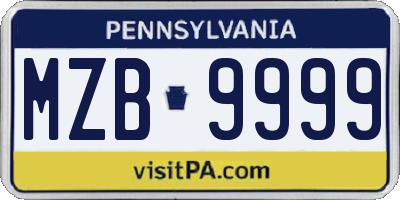 PA license plate MZB9999