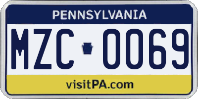 PA license plate MZC0069