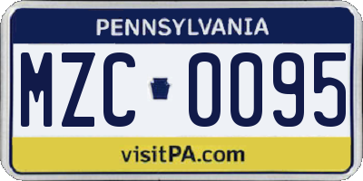 PA license plate MZC0095