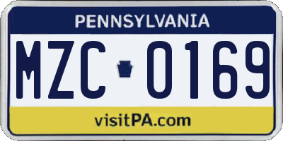PA license plate MZC0169