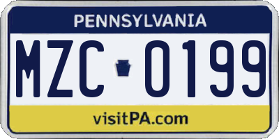 PA license plate MZC0199