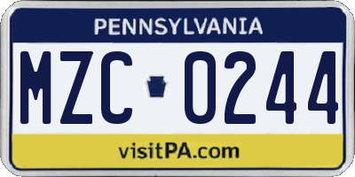 PA license plate MZC0244