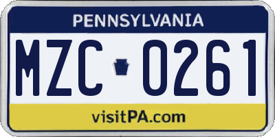 PA license plate MZC0261