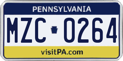 PA license plate MZC0264
