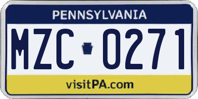 PA license plate MZC0271