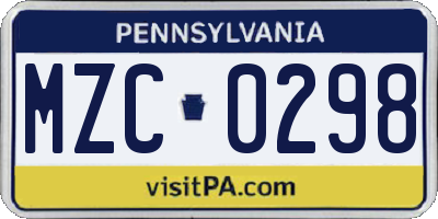 PA license plate MZC0298