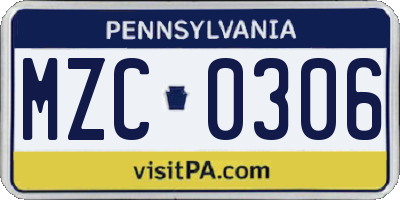 PA license plate MZC0306