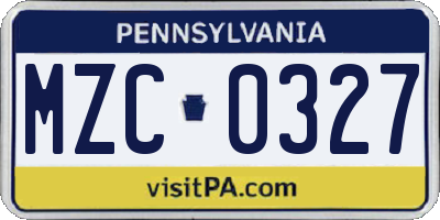PA license plate MZC0327