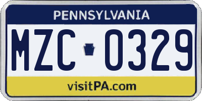 PA license plate MZC0329