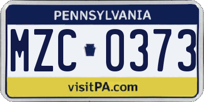 PA license plate MZC0373