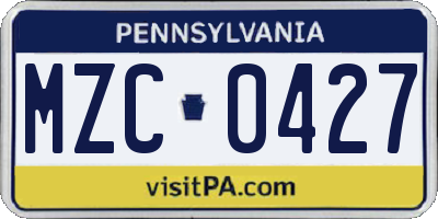 PA license plate MZC0427