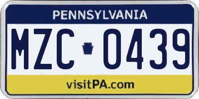 PA license plate MZC0439