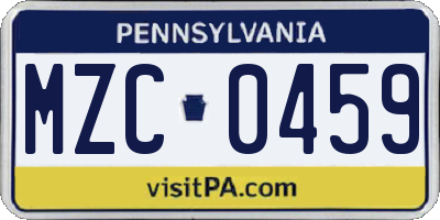 PA license plate MZC0459
