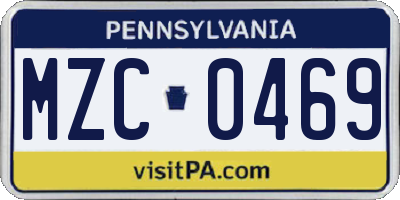 PA license plate MZC0469
