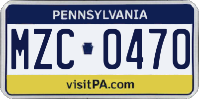 PA license plate MZC0470