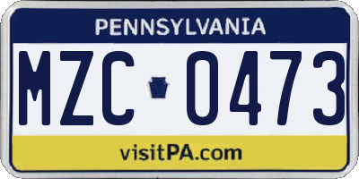 PA license plate MZC0473
