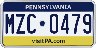 PA license plate MZC0479