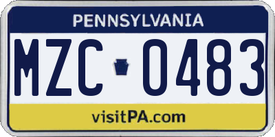 PA license plate MZC0483