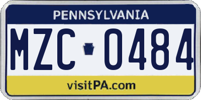 PA license plate MZC0484