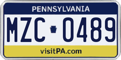 PA license plate MZC0489