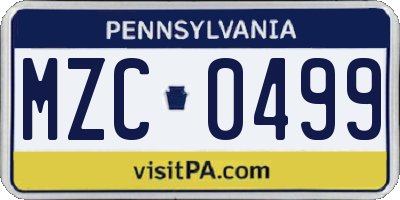 PA license plate MZC0499