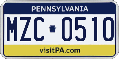 PA license plate MZC0510