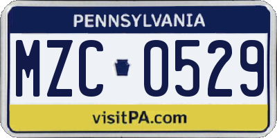 PA license plate MZC0529