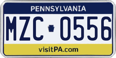 PA license plate MZC0556