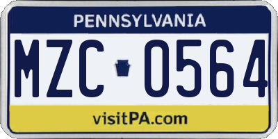 PA license plate MZC0564
