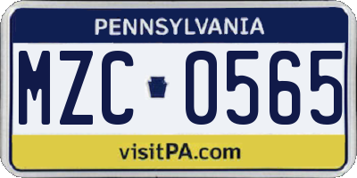 PA license plate MZC0565