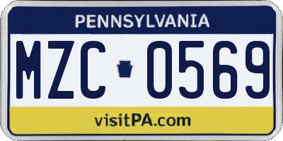 PA license plate MZC0569