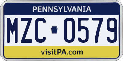 PA license plate MZC0579