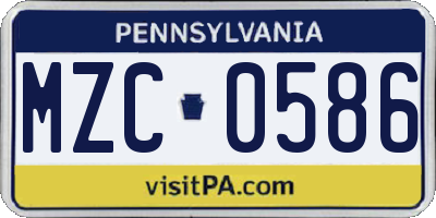 PA license plate MZC0586