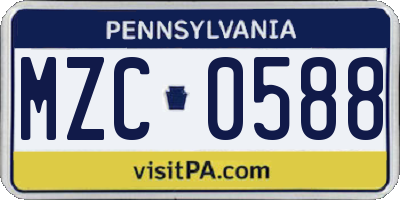 PA license plate MZC0588