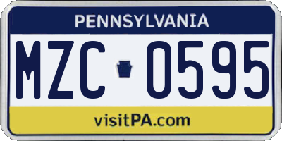 PA license plate MZC0595