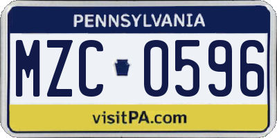 PA license plate MZC0596