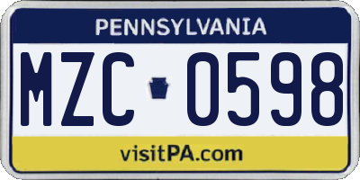 PA license plate MZC0598