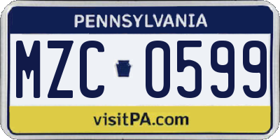 PA license plate MZC0599