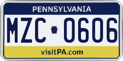 PA license plate MZC0606
