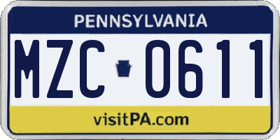 PA license plate MZC0611