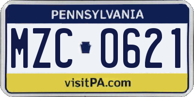 PA license plate MZC0621