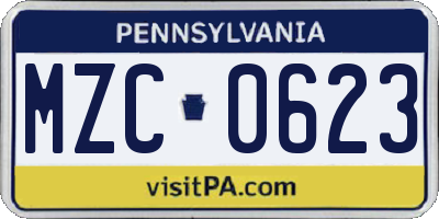 PA license plate MZC0623