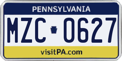 PA license plate MZC0627