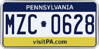 PA license plate MZC0628