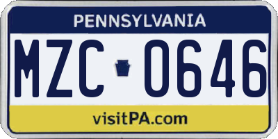 PA license plate MZC0646