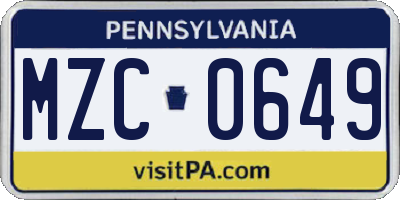 PA license plate MZC0649