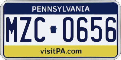 PA license plate MZC0656