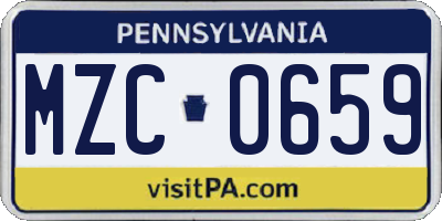 PA license plate MZC0659