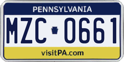 PA license plate MZC0661
