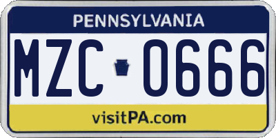 PA license plate MZC0666